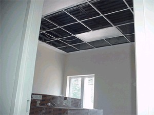 Classroom with ceiling tiles.