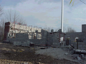 Front of new addition begins.