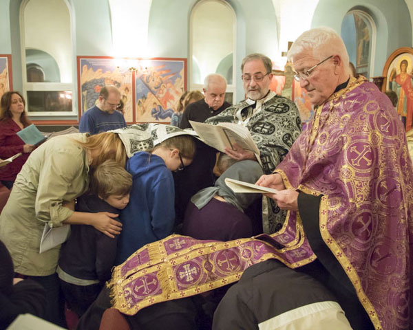 Parishioners receive prayers of special healing .