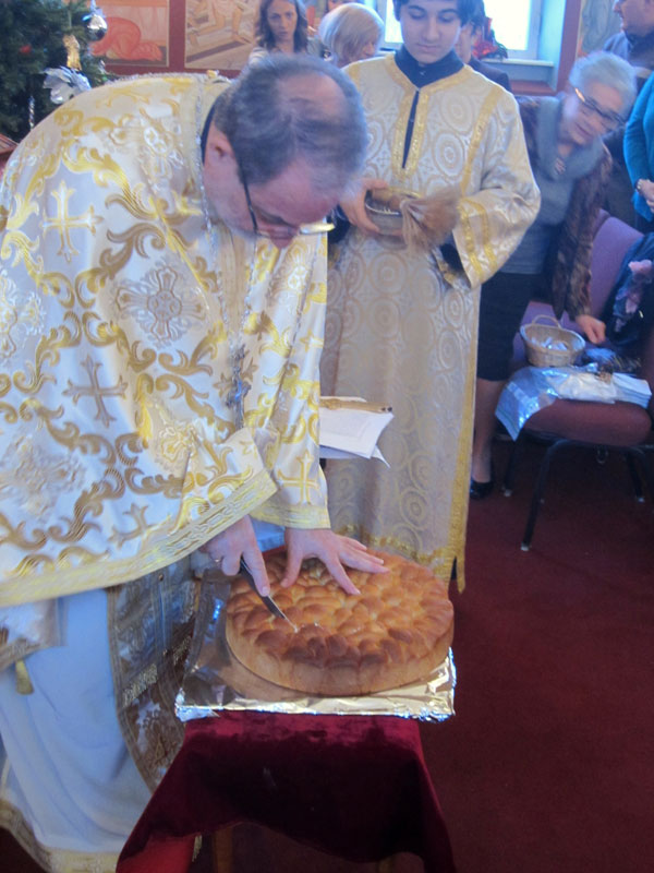 Scene from Liturgy Of St. Basil and St. Basil's Bread (Vasilopita).