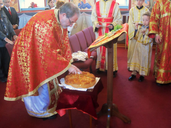 Scene from Liturgy Of St. Basil and St. Basil's Bread (Vasilopita).