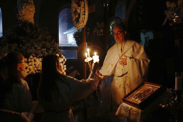 Scene from Holy Week - 
Holy Saturday Liturgy.