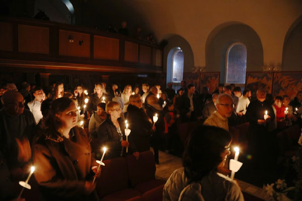 Scene from Holy Week - 
Holy Saturday Liturgy.