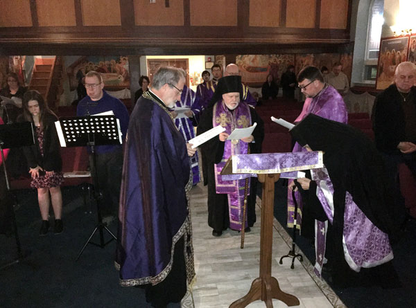 Father Jannakos reads the Canon of St. Andrew of Crete.